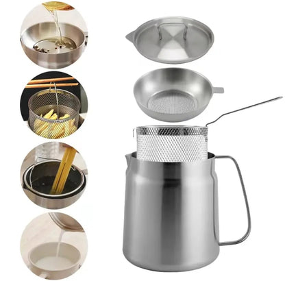 🍳304 Stainless Steel Deep Fryer Pot with Basket & Oil Strainer✨
