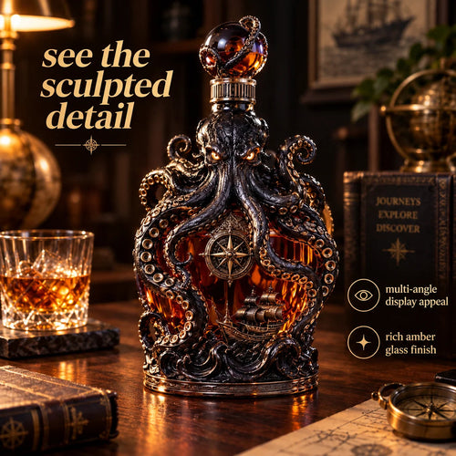 🔥LAST DAY 49% OFF -🐙kraken Voyage Octopus Whiskey Decanter | Gothic Nautical Bar Centerpiece