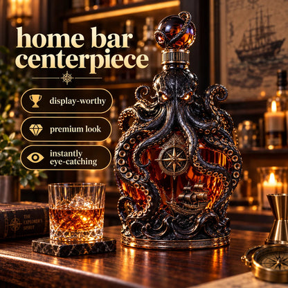 🔥LAST DAY 49% OFF -🐙kraken Voyage Octopus Whiskey Decanter | Gothic Nautical Bar Centerpiece