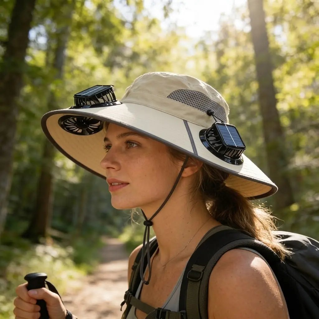 🔥2026 New 3-Solar-Fan Cooling Hat — UPF50+ Sun Protection, Triple-Power Rechargeable, & Water-Resistant