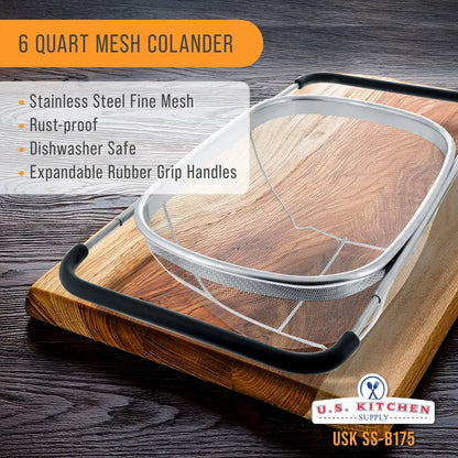 🥗 Premium Stainless Steel Colander – Fast Draining, Effortless Cooking