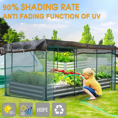 🎖️90% Blackout Cloth (Black) - 10 x 13ft UV-Resistant Shade Net with Reinforced Rivets,