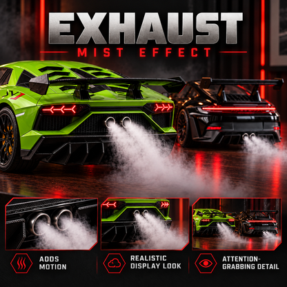 🏎️💨 Track-Inspired Sports Car Display Model – Exhaust Mist Effect Collector Decor