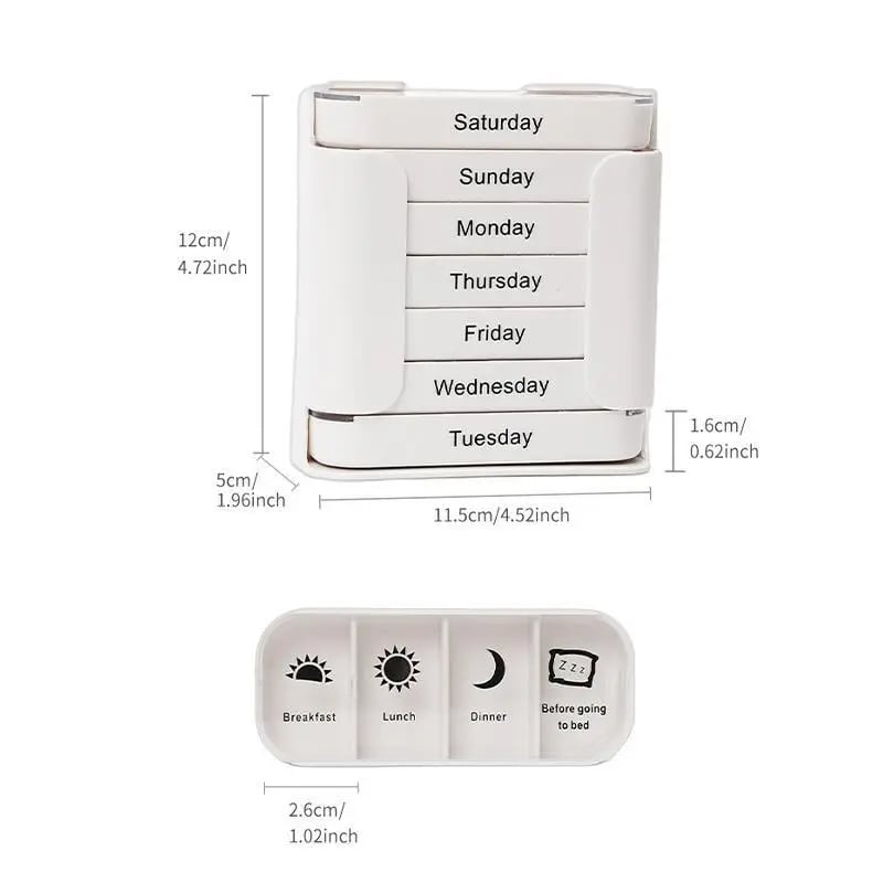 7-day Pill Storage Box, 1 Count Portable Large Capacity Pill Organizer, Daily Pill Storage Box