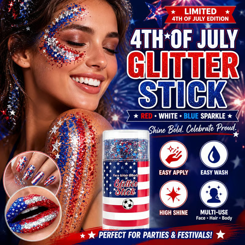 🦅4th of July Glitter Stick✨🔔Red, White & Blue Body & Hair Sparkle🔔