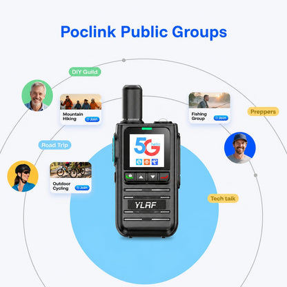 ✨5G LTE Global Walkie Talkie with Lifetime Free SIM – Unlimited Range POC Smart Radio with App – Rugged Waterproof Pocket Radio for Hiking & Off-Grid Teams 🌍