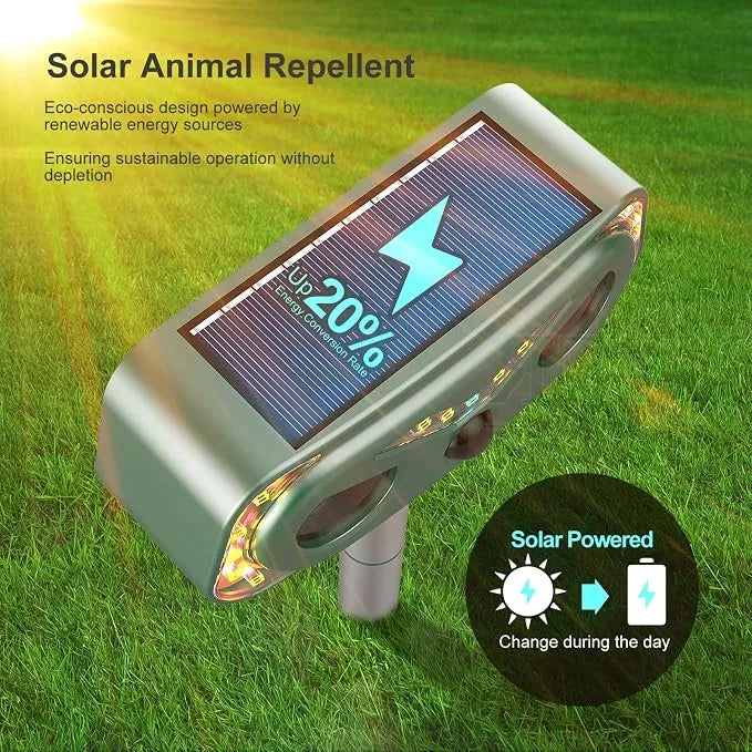 Upgraded Solar Ultrasonic Animal Repellent Outdoor