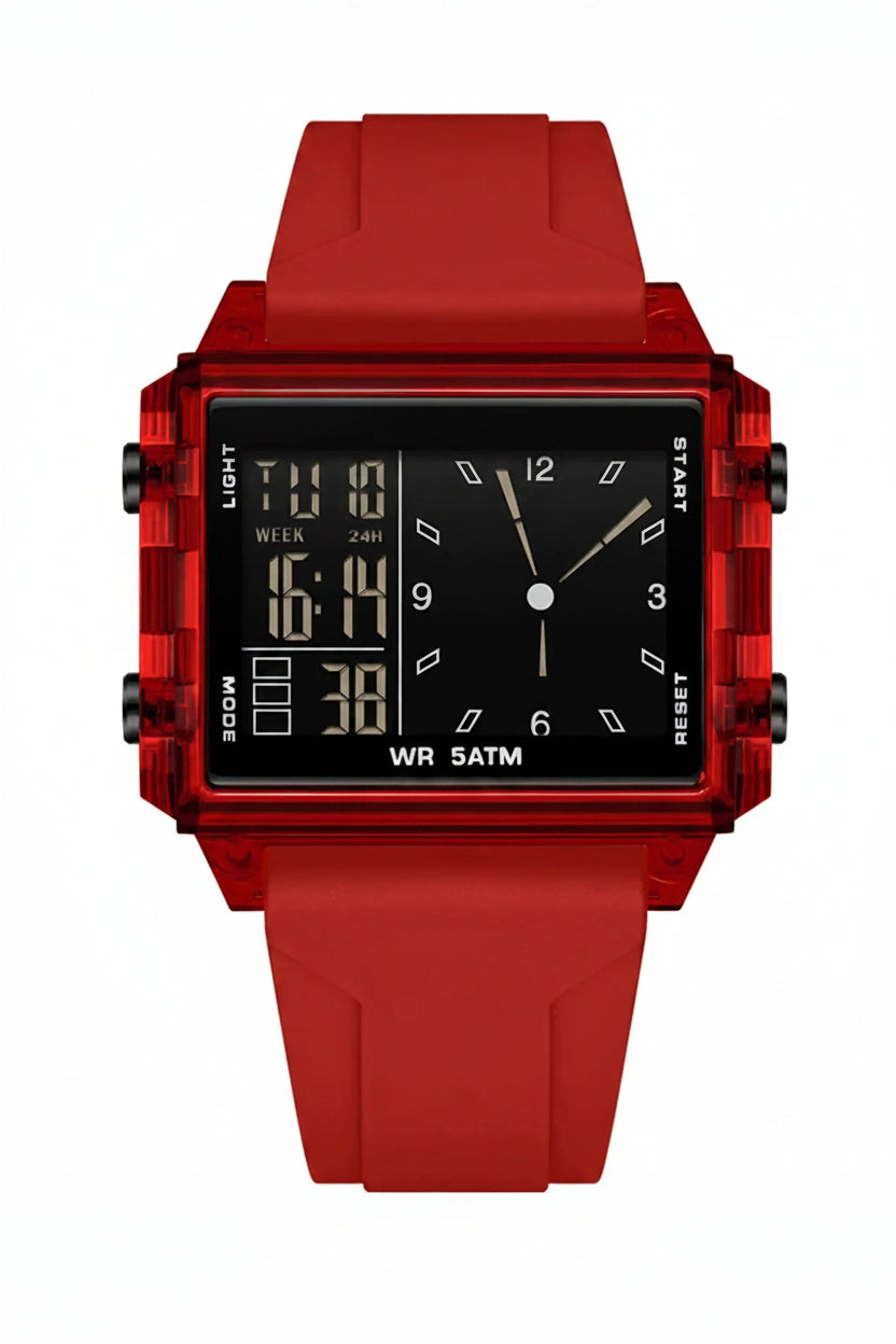 Analog-Digital Sport Watch – Waterproof, Luminous & Multi-Function