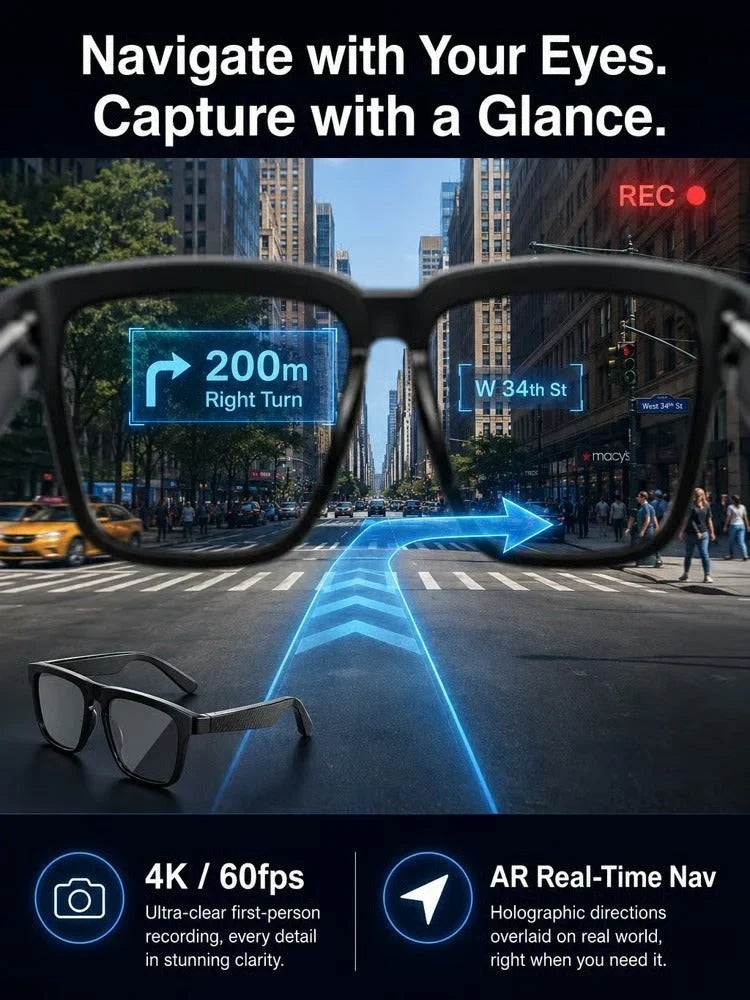 AI-powered smart translation Bluetooth glasses