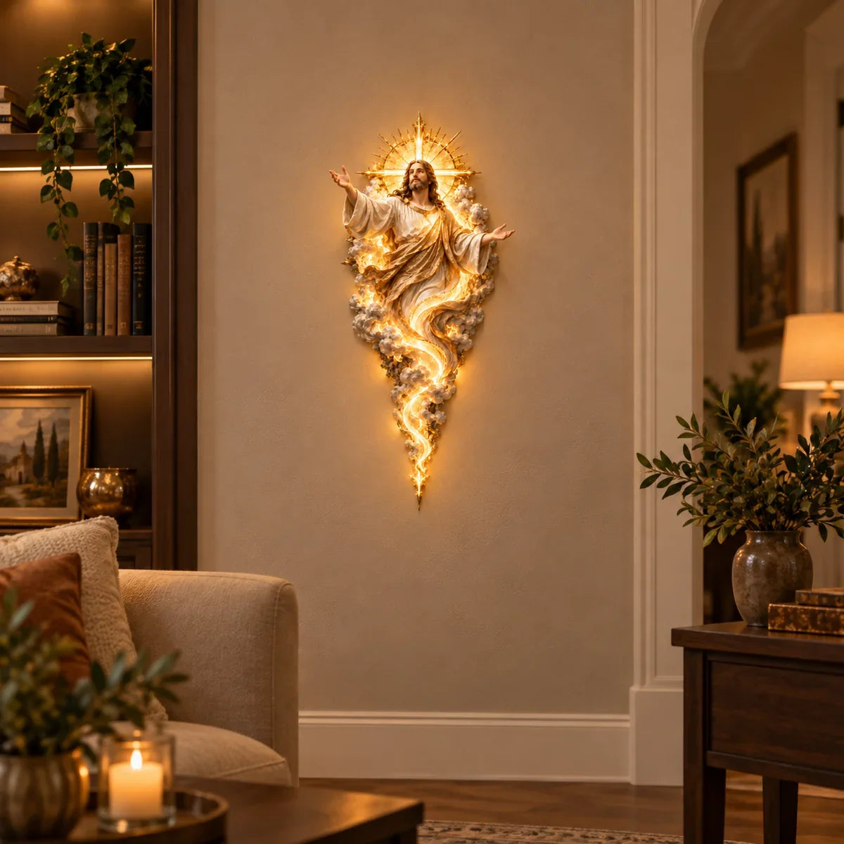✝️ Light of the World Jesus Wall Sculpture – A Radiant Symbol of Faith for the Home