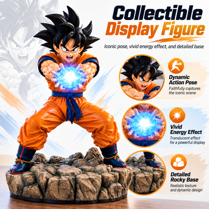 ⚡ Epic Energy Battle Figure – Dynamic Collectible Statue with Glowing Power Effect & Rocky Display Base