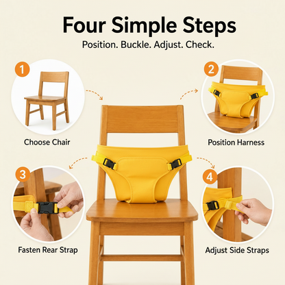 Portable Baby Chair Harness Safety Belt — Foldable Toddler Dining Seat for Travel & Restaurants