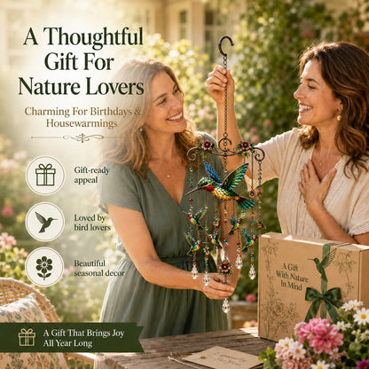 🌸Elegant Hummingbird Garden Wind Chime Suncatcher