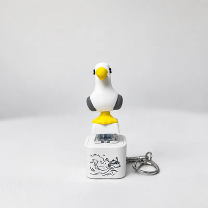 🐦🎁 Seagull "MINE!" Button Keychain – Real Sound & LED Light