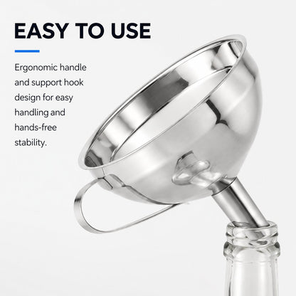 5 1/2-Inch Stainless Steel Funnel with Detachable Strainer