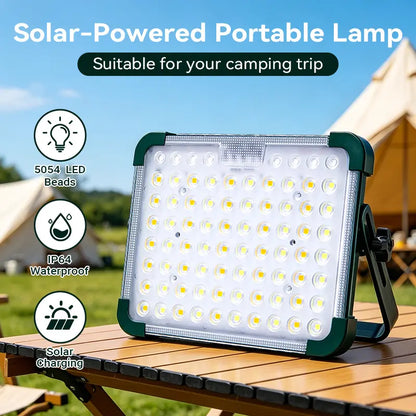 10000LM Solar Camping Light with Side Flashlight, 6 Lighting Modes, 4800mAh Rechargeable LED Work Light & Emergency Power Bank for Camping, Power Outages, Garage