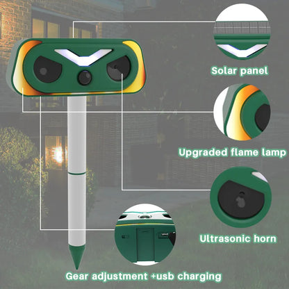 Upgraded Solar Ultrasonic Animal Repellent Outdoor
