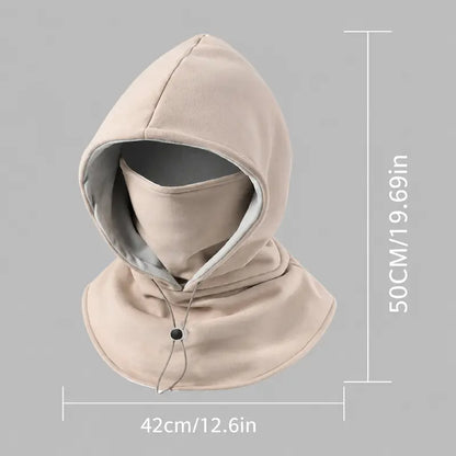Unisex Cold Weather Fleece Balaclava Hat - Thick Fleece Linings, Windproof Full Face Cover with Hood & Neck Gaiter