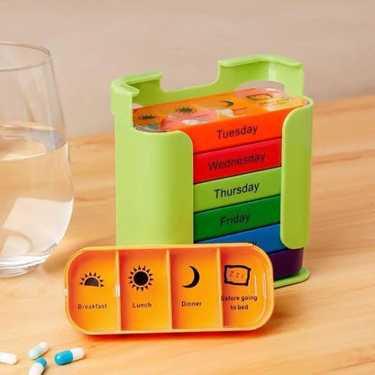 7-day Pill Storage Box, 1 Count Portable Large Capacity Pill Organizer, Daily Pill Storage Box