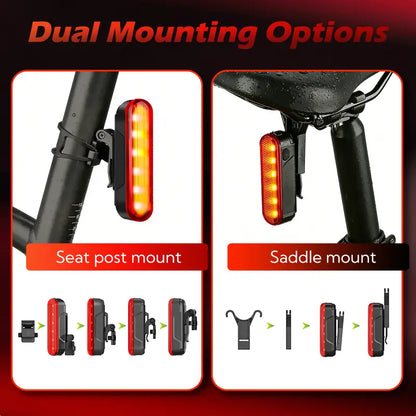 Unisex Smart Bike Tail Light - 3.15in, 5 LED, Laser Indicator, USB-Rechargeable, 6 Modes, Waterproof, Luminous, Compact Eco-Friendly Cycling Accessory for Cyclists in All Weather Conditions