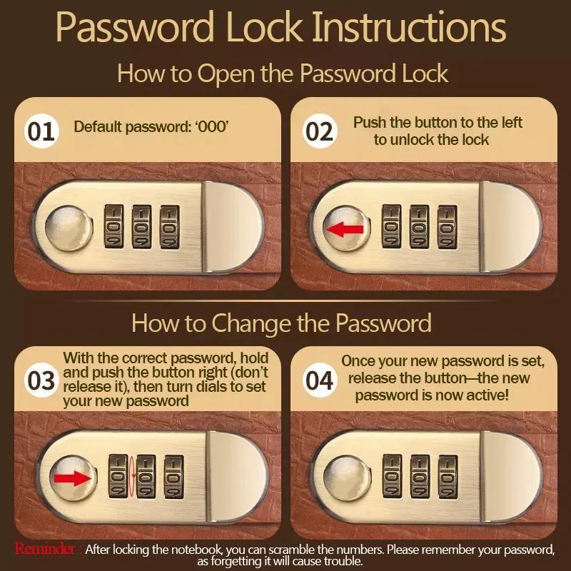 A6 savings notebook,3-Digit Resettable Password Lock