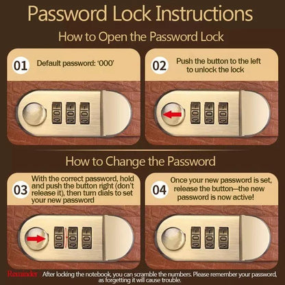 A6 savings notebook,3-Digit Resettable Password Lock