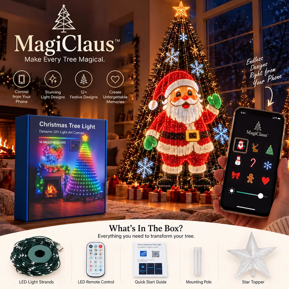 🔥Black Friday Deal 🎄Smart Animated Christmas Tree Lights – App-Controlled LED Effects