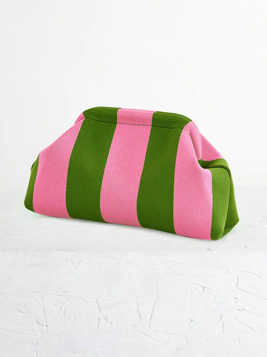 Women's Striped/diamond Dot Cloud Handbag