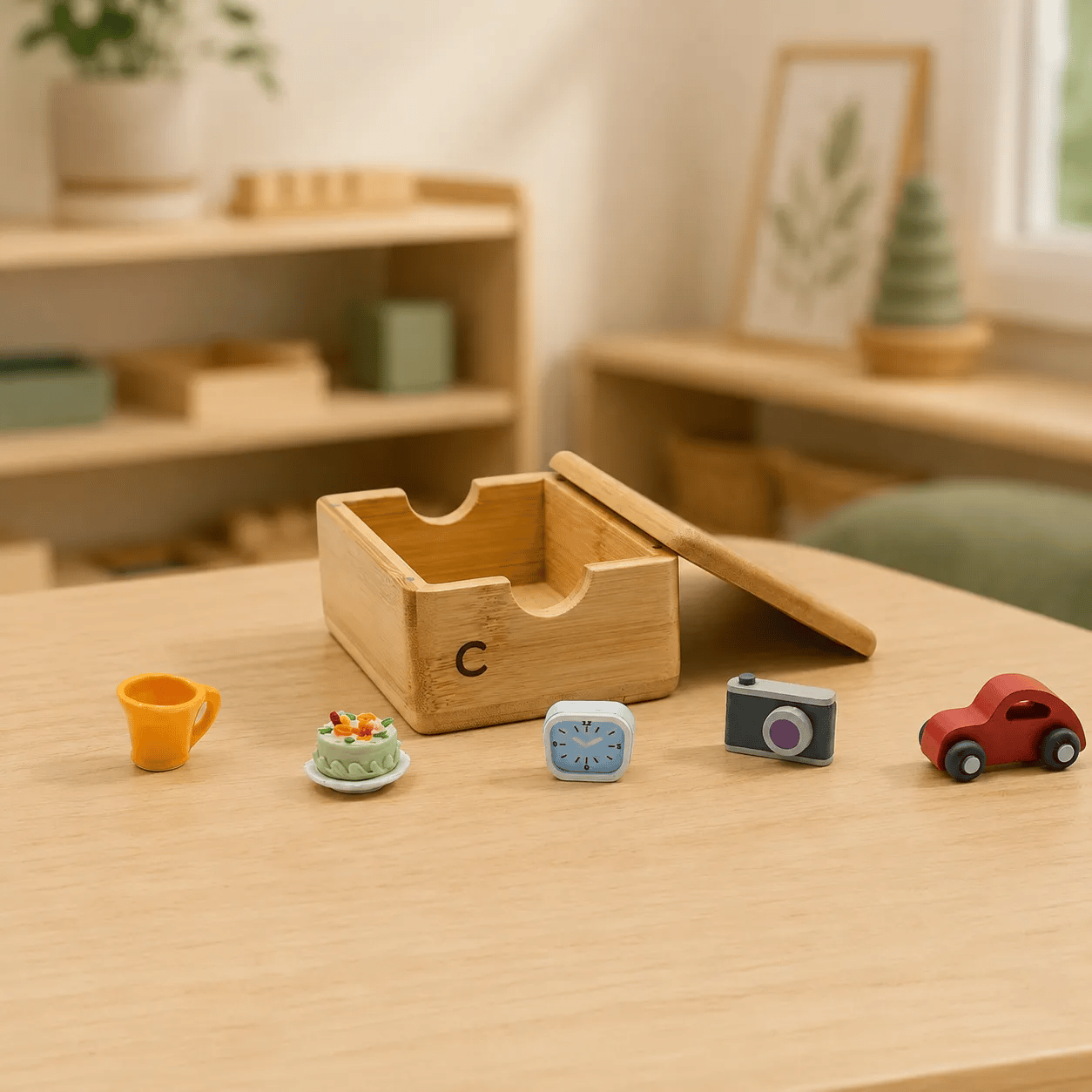 Montessori Phonics Cabinet with 120 Miniature Objects