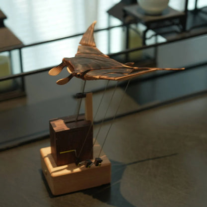 🎁Upgraded Version Handmade Wooden Electric Bionic Manta Ray Ornament🎈