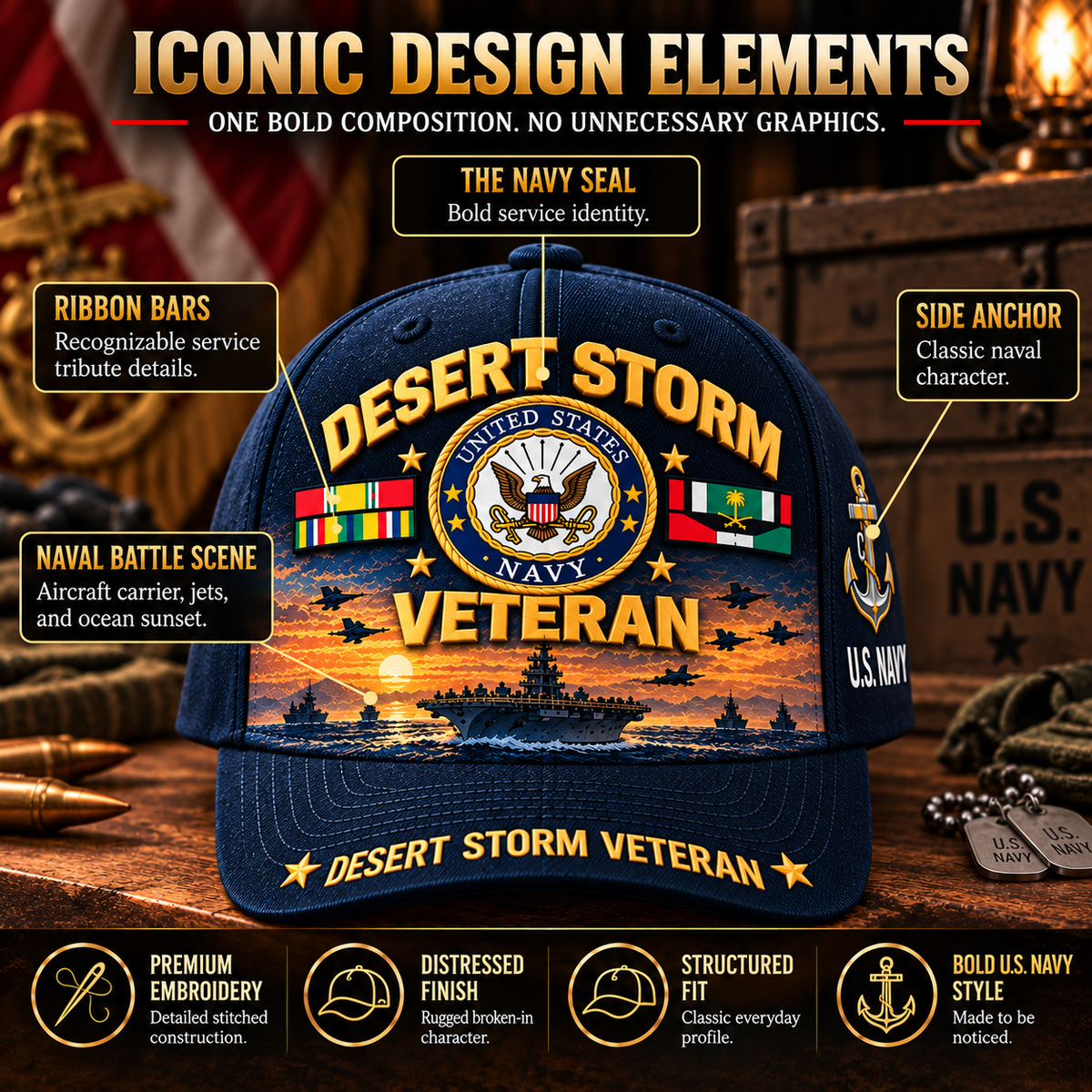 🏆Last Day Promo: 49% OFF! 🏜️Desert Storm Veteran Tribute Cap （1991–2026 -35TH ANNIVERSARY）