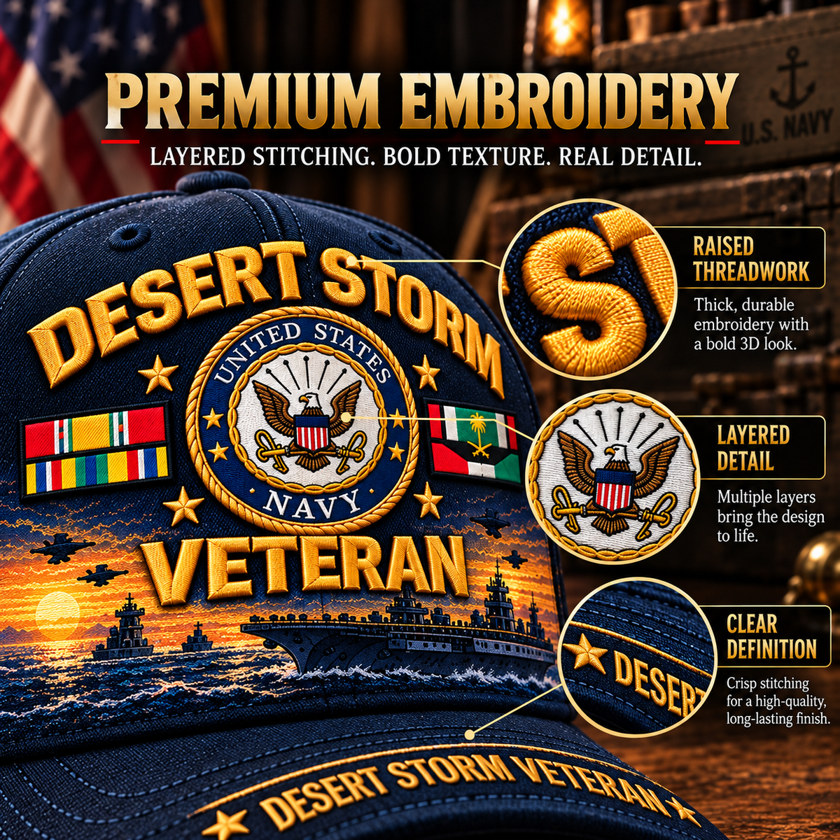 🏆Last Day Promo: 49% OFF! 🏜️Desert Storm Veteran Tribute Cap （1991–2026 -35TH ANNIVERSARY）