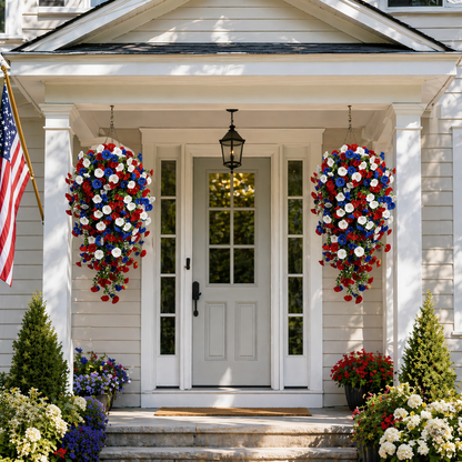 🏆Flash Sale-49% OFF⚡ 50K+ SOLD! Red, White & Blue Artificial Morning Glory Hanging Vines – 3-Piece Set