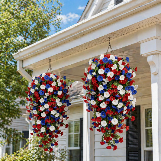 Red, White & Blue Artificial Morning Glory Hanging Vines