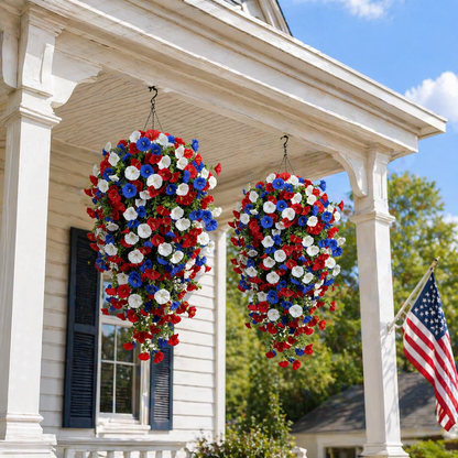 Red, White & Blue Artificial Morning Glory Hanging Vines