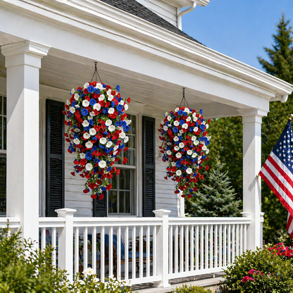 Red, White & Blue Artificial Morning Glory Hanging Vines