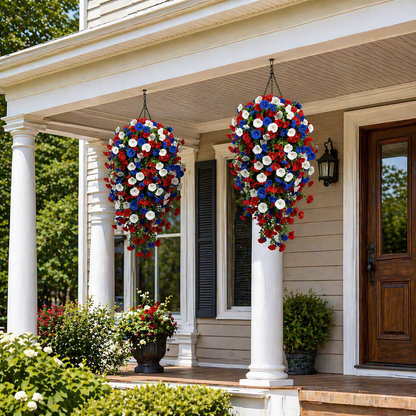 Red, White & Blue Artificial Morning Glory Hanging Vines