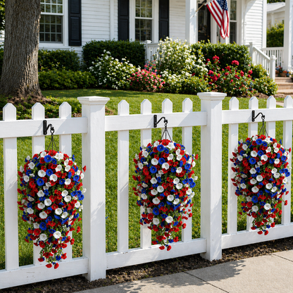 🏆Flash Sale-49% OFF⚡ 50K+ SOLD! Red, White & Blue Artificial Morning Glory Hanging Vines – 3-Piece Set