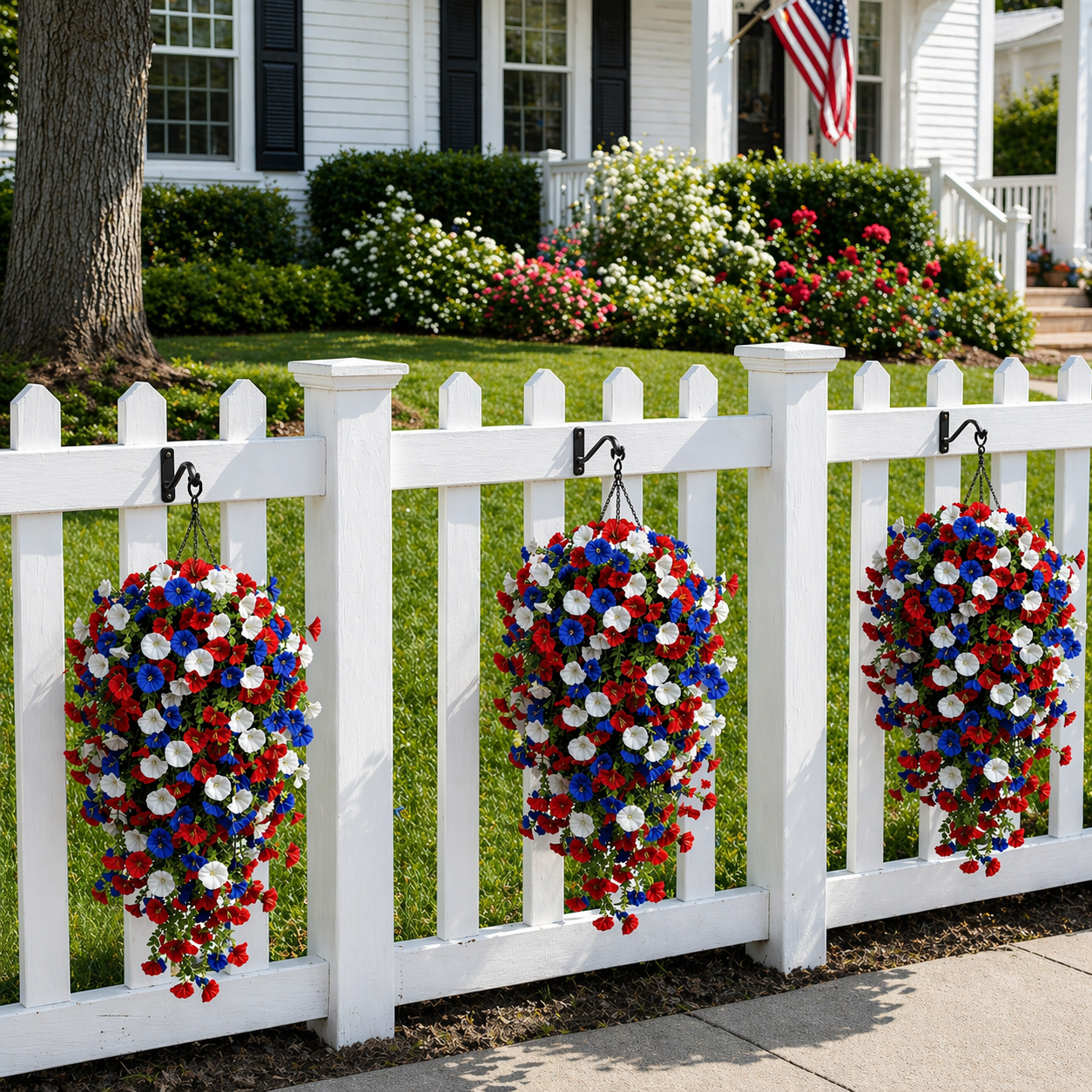 Red, White & Blue Artificial Morning Glory Hanging Vines
