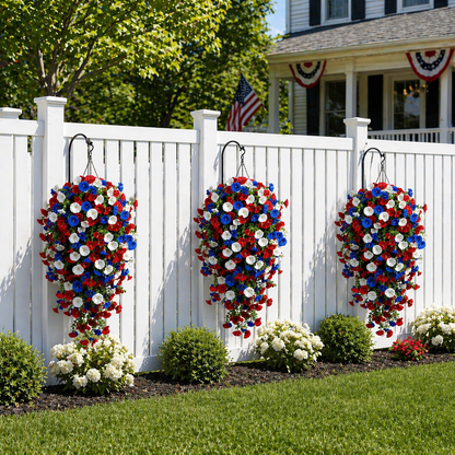 Red, White & Blue Artificial Morning Glory Hanging Vines