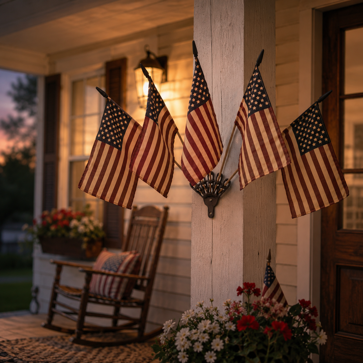 🦅⭐Vintage Tea-Stained 5-Flag Fan Cast Iron Wall Decor | 🔥Classic Americana Rustic Patriotic Wall Hanging 🇺🇸