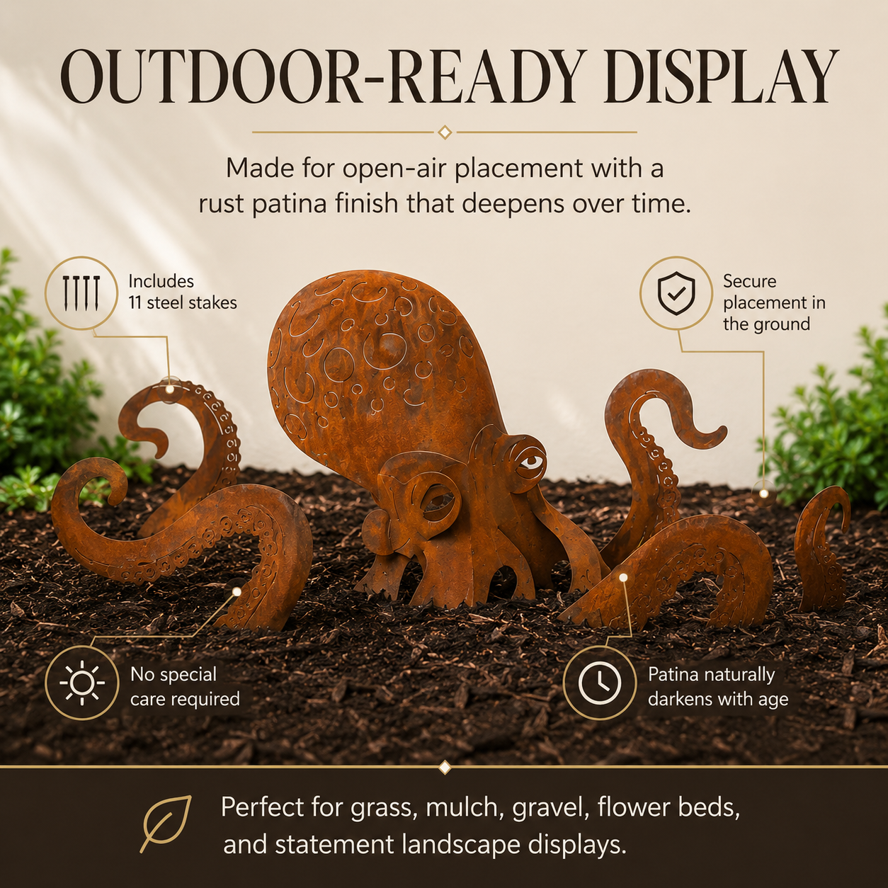 🔥Last Day 50% OFF🔥- 🐙Rust Patina Giant Squid Garden Sculpture