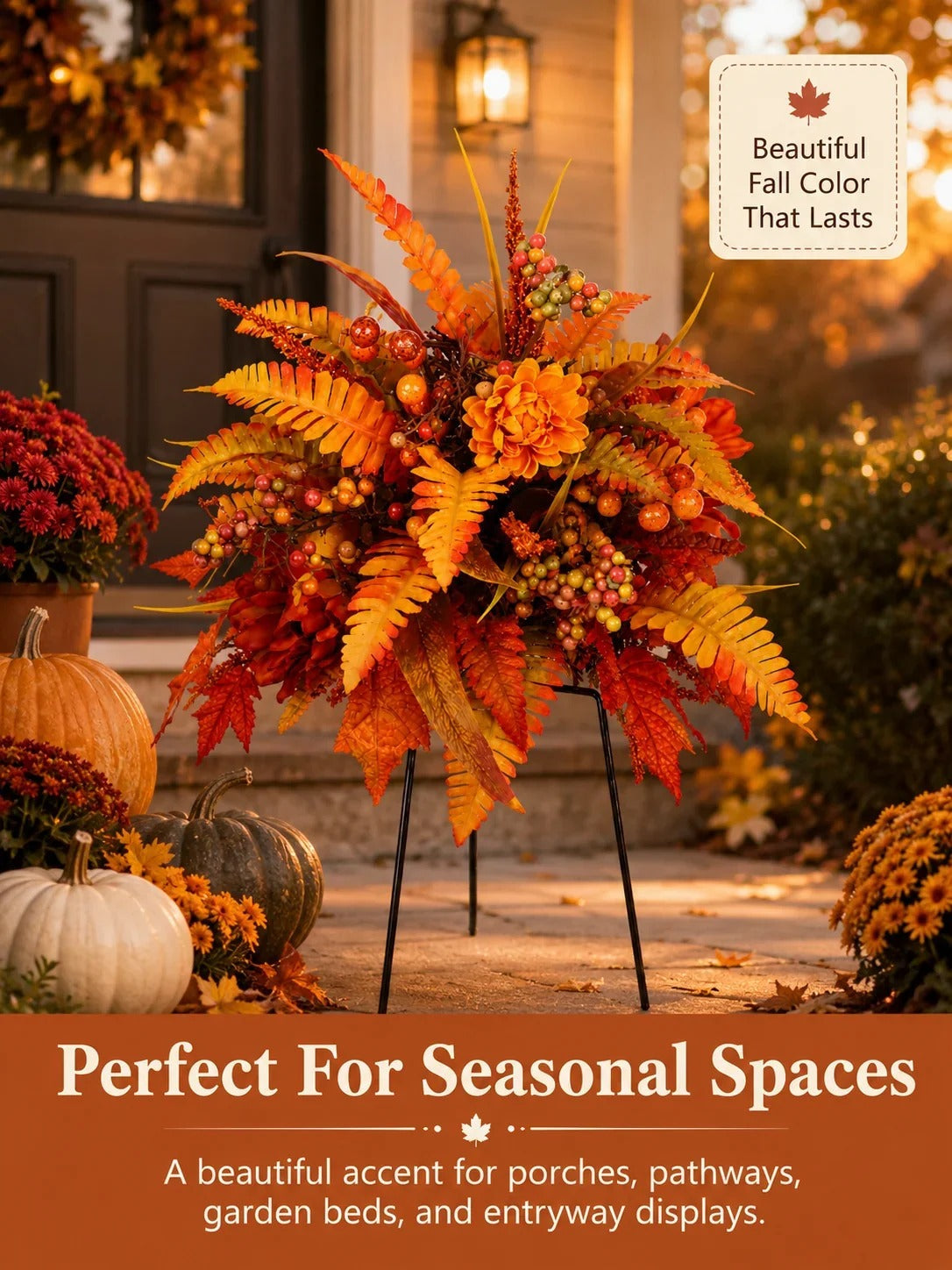Autumn Harvest Floral Garden Stake Arrangement