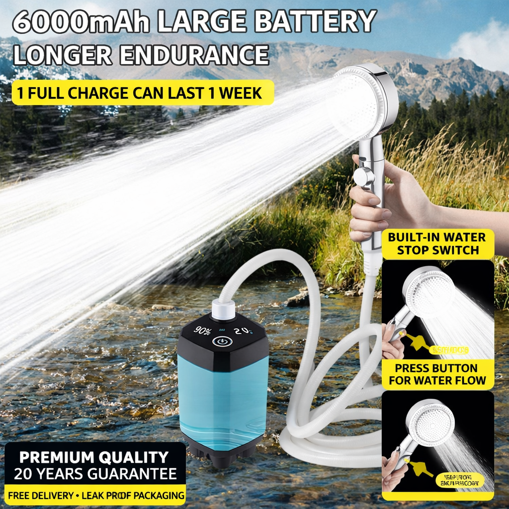 Portable Rechargeable Camping Shower Pump Kit