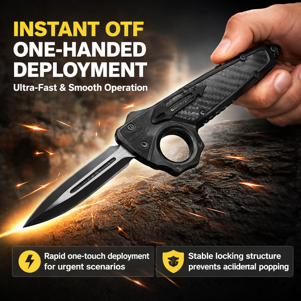 ⚡Microtech OTF Tactical Pocket Knife – Carbon Fiber &amp; Zinc Alloy EDC Outdoor Tool