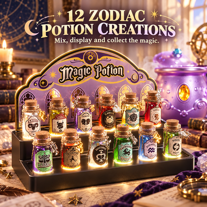 ✨ Deluxe Magic Potion-Making Kit for Kids – Light, Sound & Mist Cauldron with 12 Zodiac Potions
