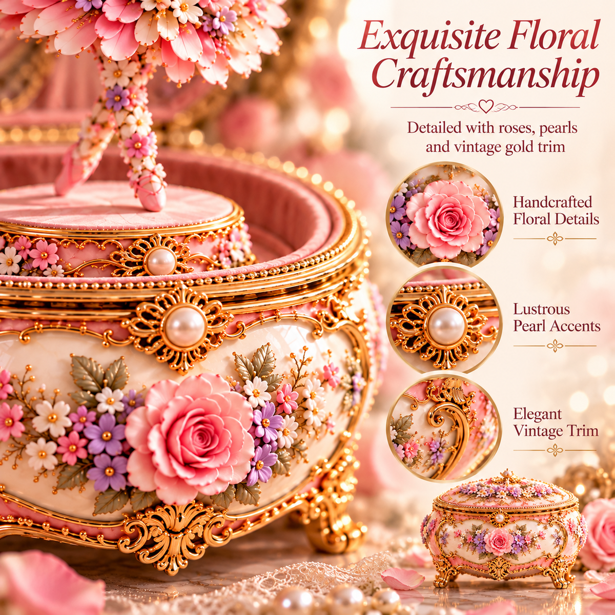 🌸 50% OFF Floral Ballerina Music Box – A Romantic Keepsake With a Magical Butterfly Reveal 🦋