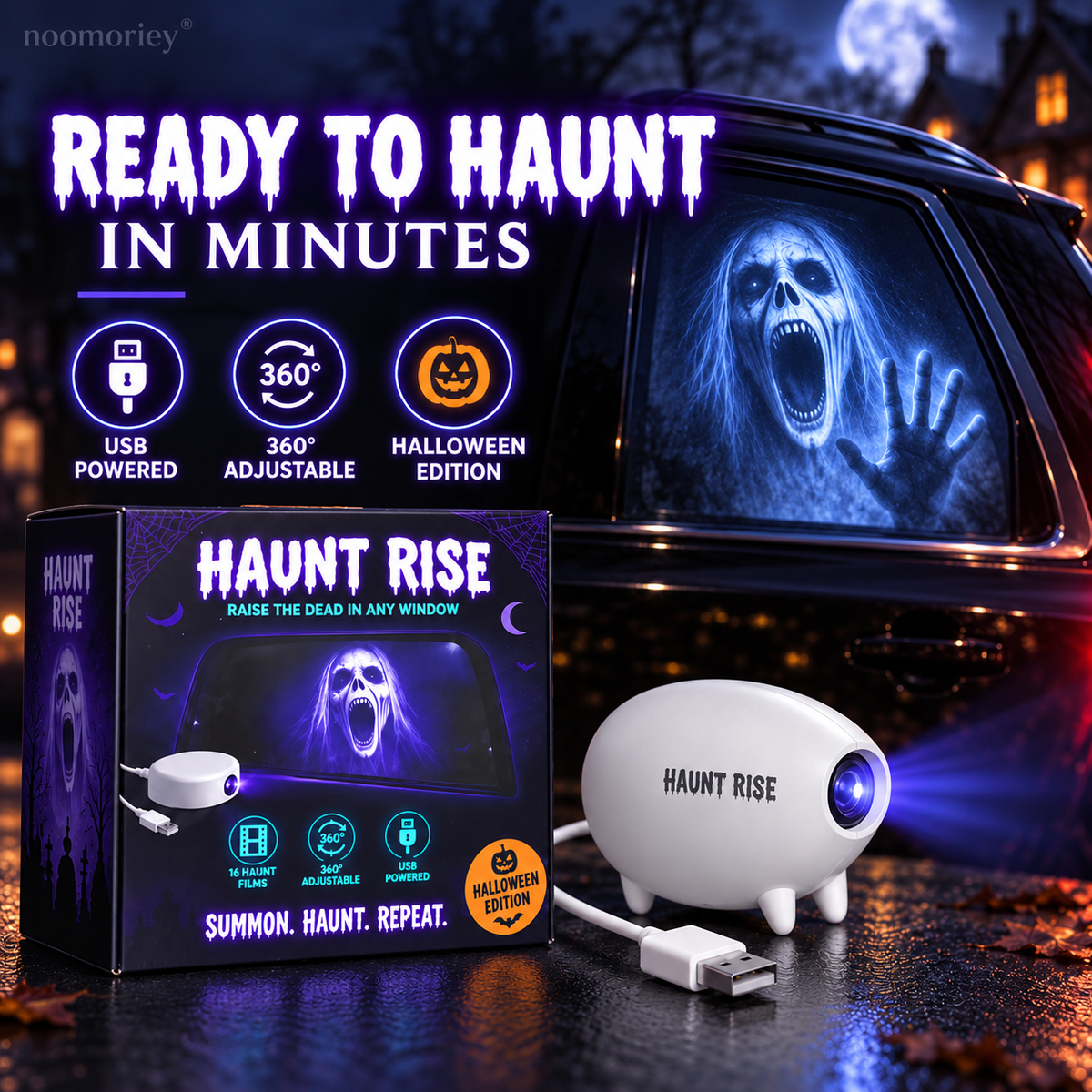 🎃 Halloween Window Projector 👻 12 Spooky Films USB Powered Holiday Decor
