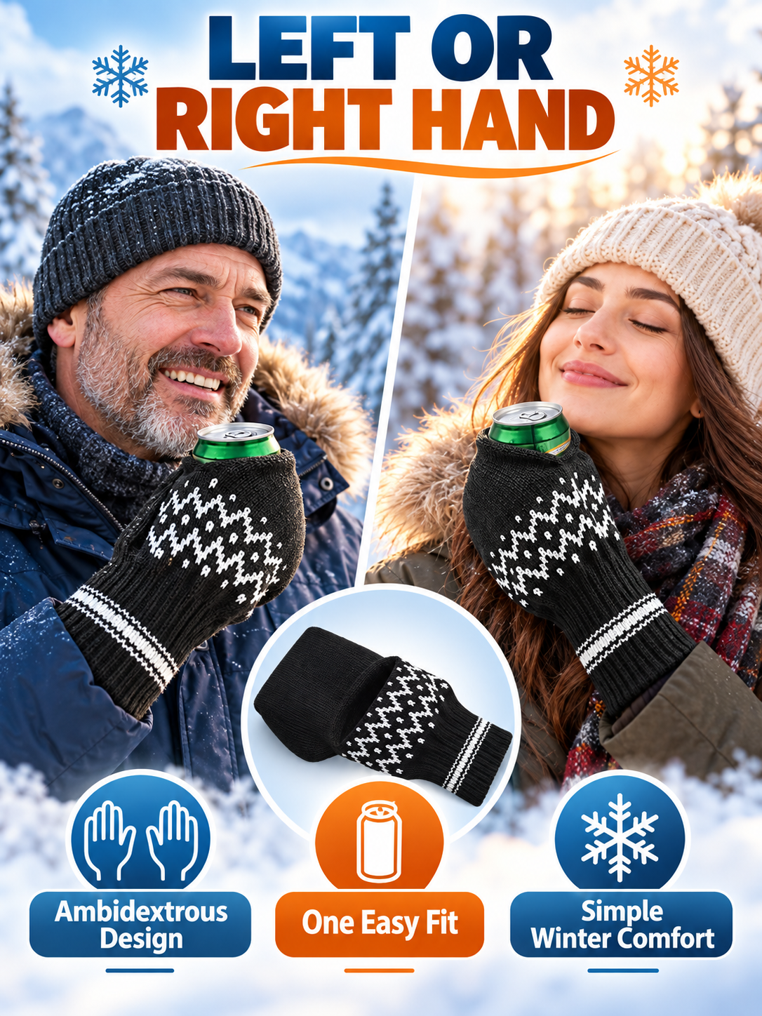 🍺 Winter Fun Deal – Knitted Drink Holder Mittens 🧤 Warm Stretch Gloves That Keep Hands Cozy While Holding Your Chilled Beverage ❄️
