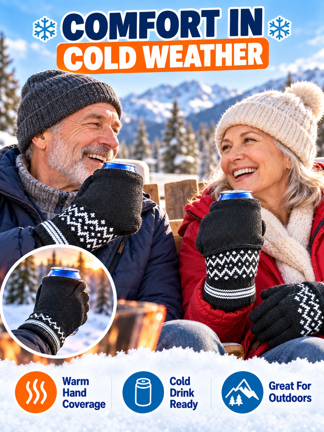 🍺 Winter Fun Deal – Knitted Drink Holder Mittens 🧤 Warm Stretch Gloves That Keep Hands Cozy While Holding Your Chilled Beverage ❄️